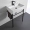 Ceramic Console Sink and Matte Black Stand